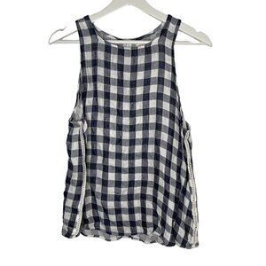 Cloth and Stone Gingham Tank Top Womens Small Navy White Check Sleeveless Boho